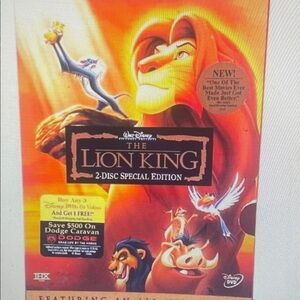 Disney The Lion King DVD with Red and Orange Cover